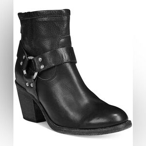 Frye Tabitha Harness Black Leather Short Bootie Size 8.5